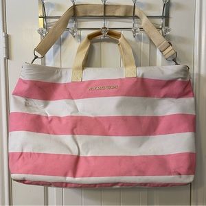 Victoria’s Secret Iconic Pink Stripe Weekender Tote Bag